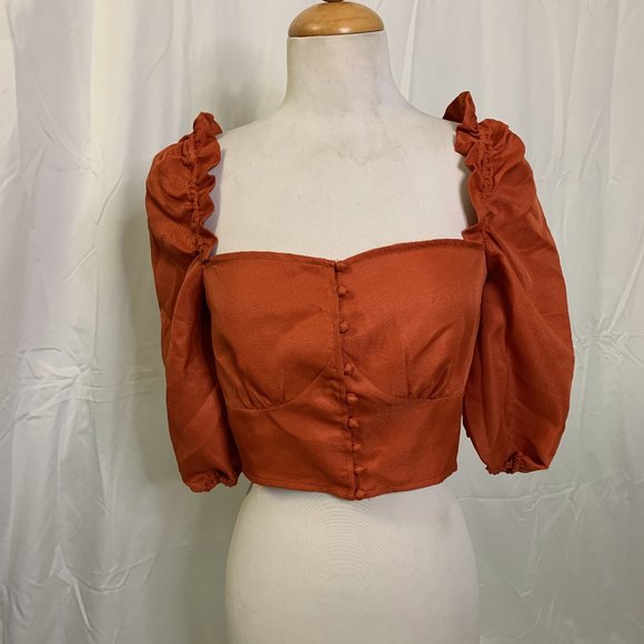 Missguided Tops - Missguided Puff Sleeve Crop Blouse